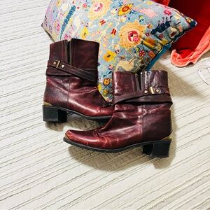 Stuart Weitzman Dark Red Ankle Boots